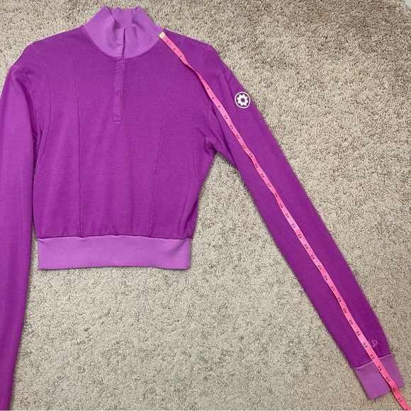 Nux LA Sleek Pullover Women’s 1/2 Button Snap Stretch Crop Sweatshirt Size Small - Picture 14 of 15